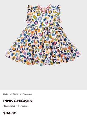 Pink Chicken Girls' Multicolor Leopard Ruffle Dress - Navy, Pink, Green, Mustard